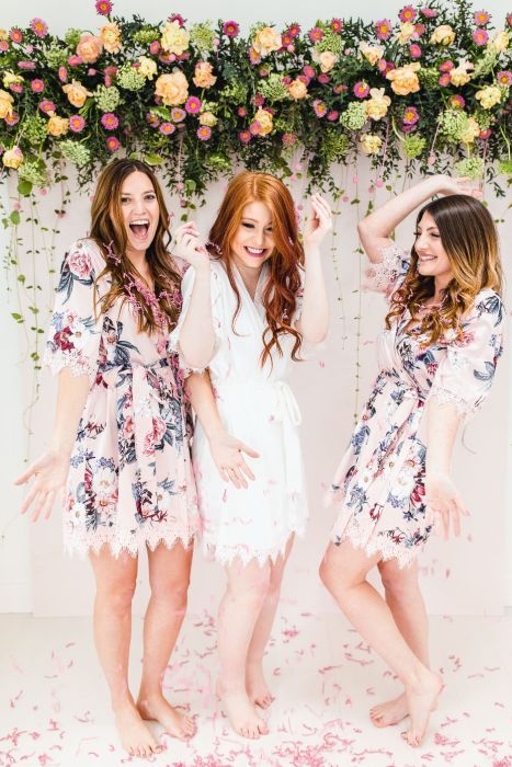 Pops of Pink Floral Backdrop with Wedding Chicks