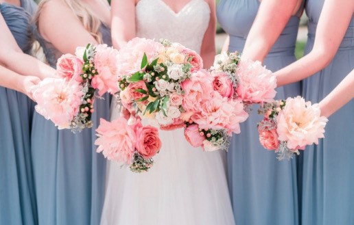 Colorful Blush Garden Rose and Dahlia Wedding