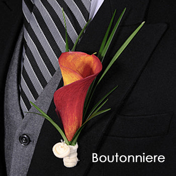 Mini Calla Lily Sunset Boutonniere and Corsage Pack