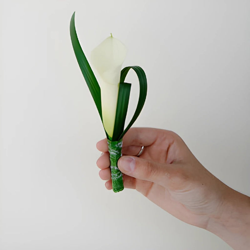 White Mini Calla Lily Boutonniere and Corsage Pack