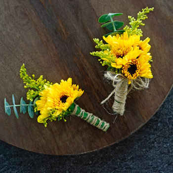 Rustic Sunflower Boutonniere and Corsage Pack