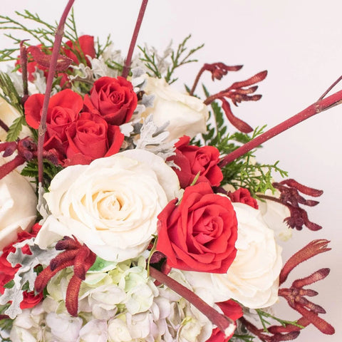 Fireside Bliss Online Floral Class Arrangement Up Close