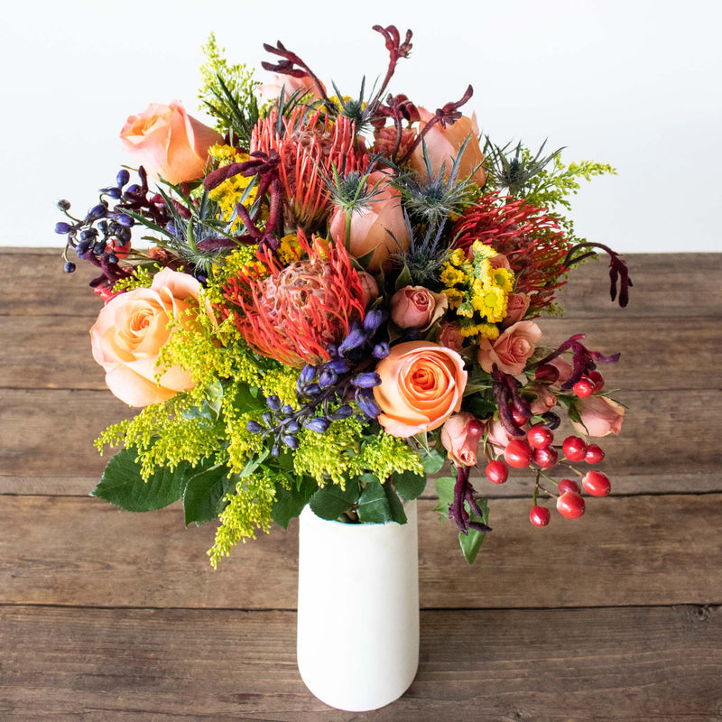 Jewel Toned Flower Bouquet in Vase