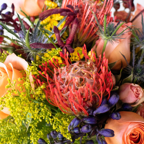 Jewel Toned Flower Bouquet Up Close