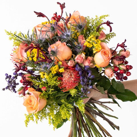 Jewel Toned Flower Bouquet in Hand