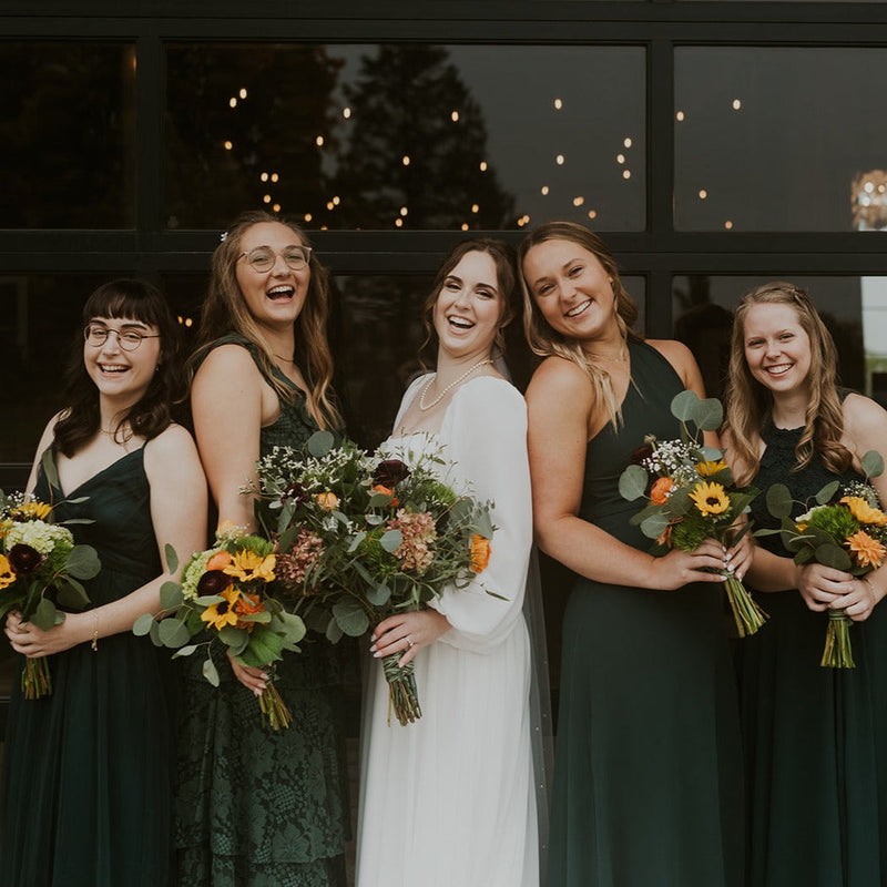 Classy Emerald With Sunflower Joy