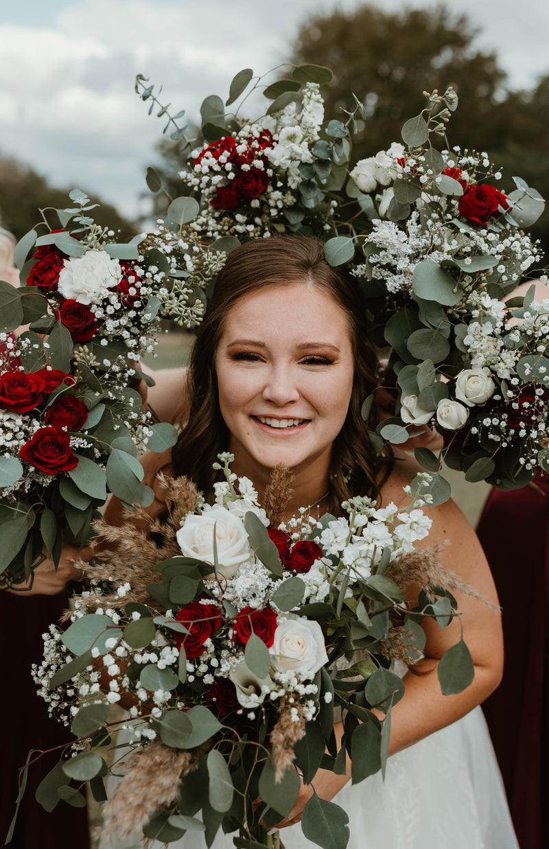 Rustic White and Maroon Wedding