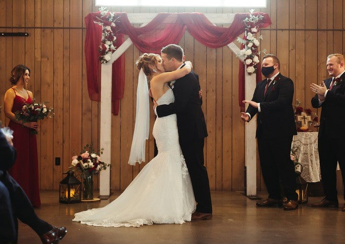 Burgundy and Blush Winter Barn Wedding