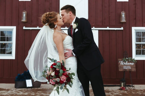 Burgundy and Blush Winter Barn Wedding