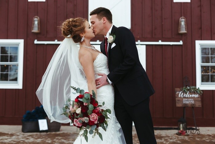 Burgundy and Blush Winter Barn Wedding