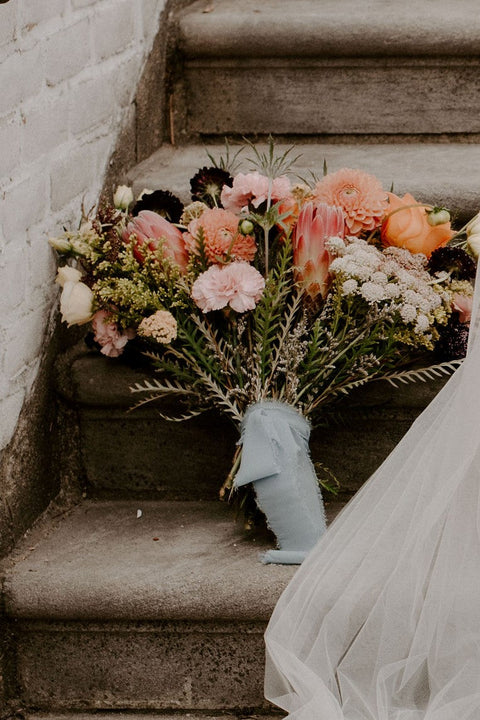 A Romantic Museum Wedding with Bright DIY Flowers