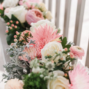 Colorful Blush Garden Rose and Dahlia Wedding