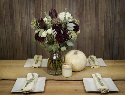 Oxblood and Sage Centerpiece Inspiration