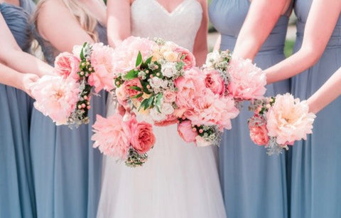 Colorful Blush Garden Rose and Dahlia Wedding
