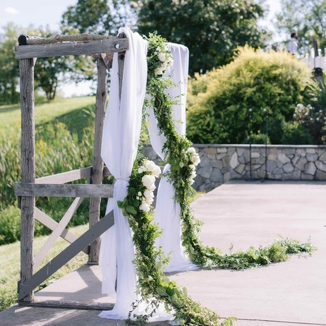 Chic White and Green Riverside Wedding