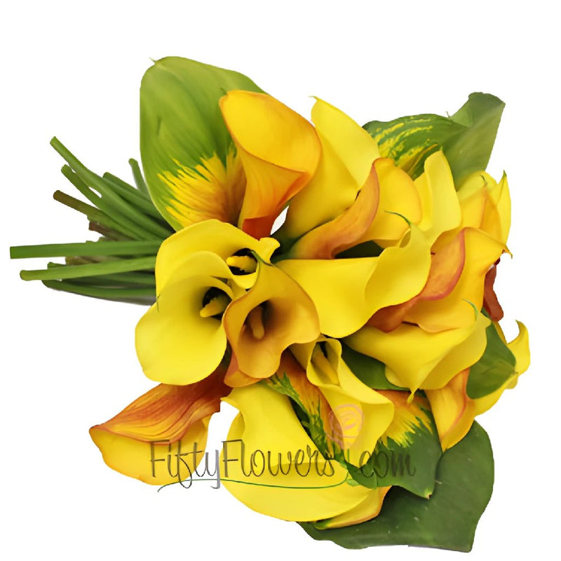 20 Mini Calla Lilies and Leaf Centerpieces