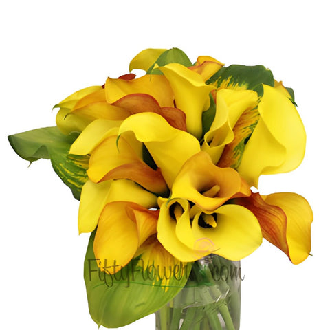 20 Mini Calla Lilies and Leaf Centerpieces