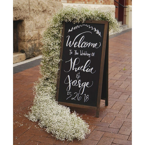 Baby Breath Garland with Sign