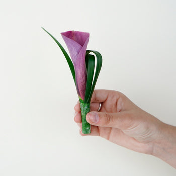 Plum Purple Mini Calla Lily Boutonniere and Corsage Pack