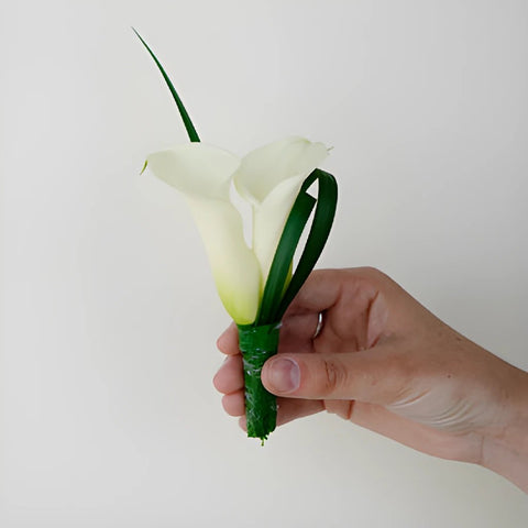 White Mini Calla Lily Boutonniere and Corsage Pack