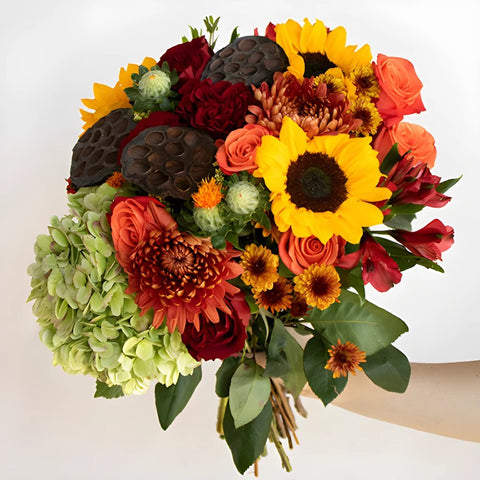 Autumn Dream Fall Flowers Arrangement In Hand