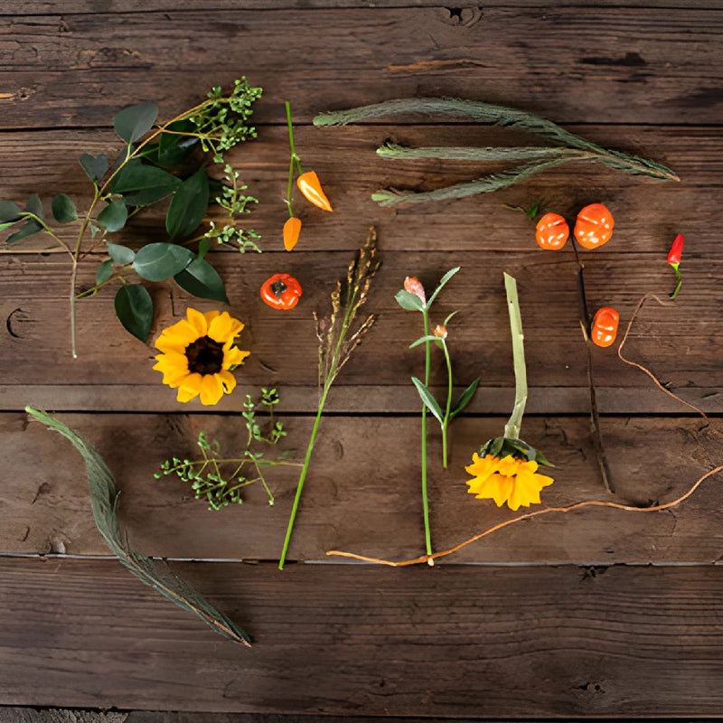 Chili Pepper Fall Flowers DIY Flower Kit Flatlay