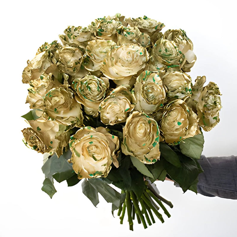 Lucky Day Green and Gold Rose Arrangement