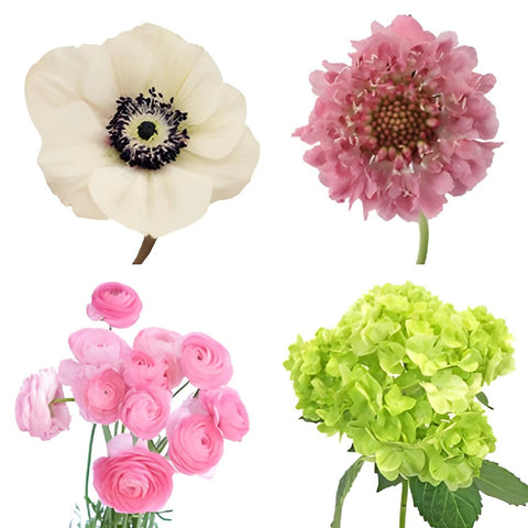 Lush Garden Pink and Green DIY Flower Kit Bunch