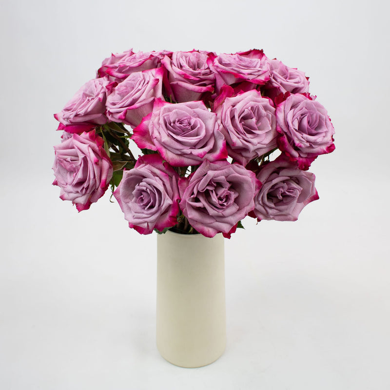 Pink Tipped Mauve Rose Flower Bunch in Vase
